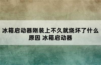 冰箱启动器刚装上不久就烧坏了什么原因 冰箱启动器